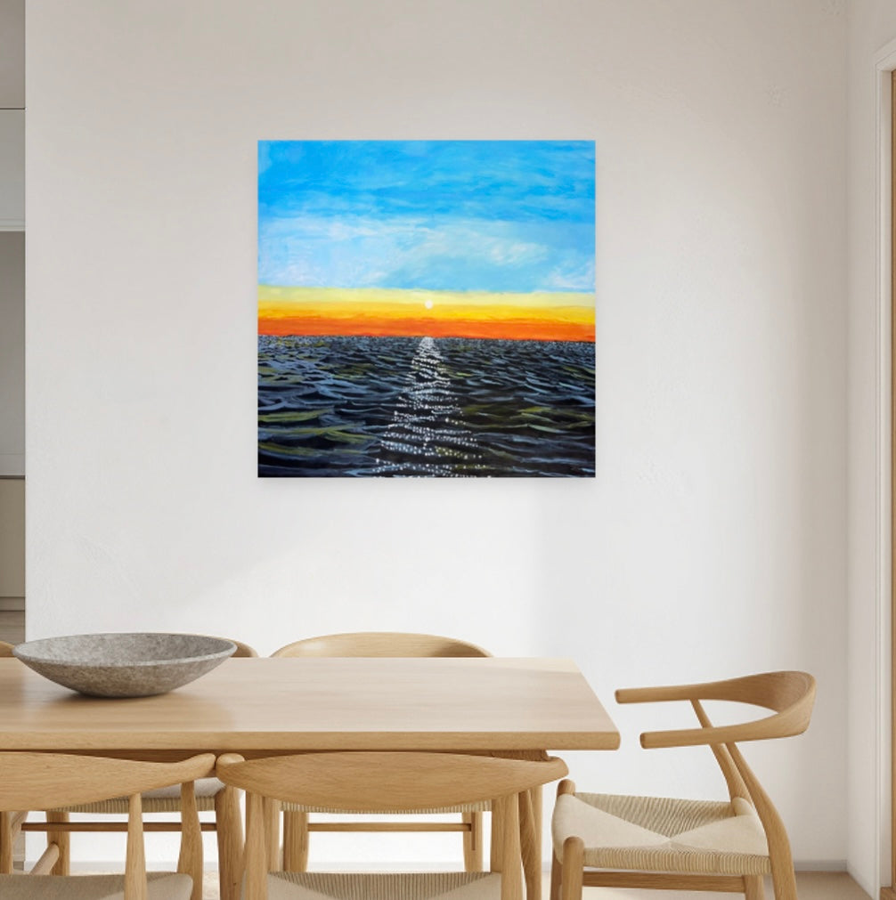Limited Edition 4 Feet by 4 Feet Ready to Hang Acrylic Ocean Painting (read description for details)