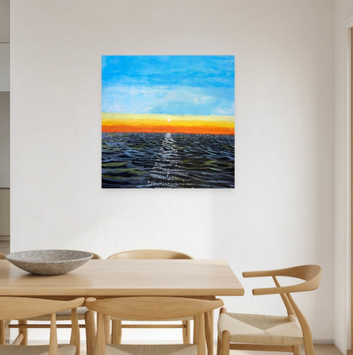 Limited Edition 4 Feet by 4 Feet Ready to Hang Acrylic Ocean Painting (read description for details)